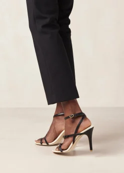 Alyssa Bicolor Black Cream Leather Sandals