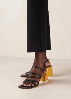 Aubrey Black Leather Sandals