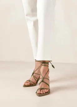 Belinda Green Leather Sandals