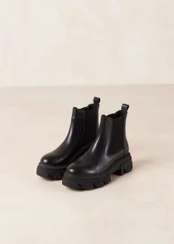 Berenice Black Leather Ankle Boots