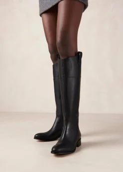 Billie Black Leather Boots