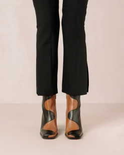 Blair Bicolor Black Camel Leather Ankle Boots