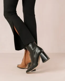 Blair Bicolor Black Camel Leather Ankle Boots