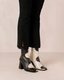 Blair Bicolor Black Cream Ankle Boots