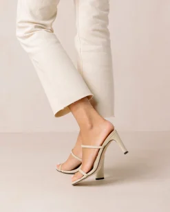 Cannes Beige Leather Sandals