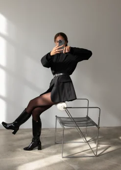 Chalk Onix Black Vegan Leather Boots