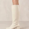 Chalk Warm White Vegan Leather Boots