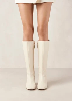 Chalk Warm White Vegan Leather Boots