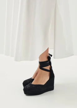 Cordelia Crochet Black Espadrilles