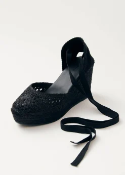 Cordelia Crochet Black Espadrilles