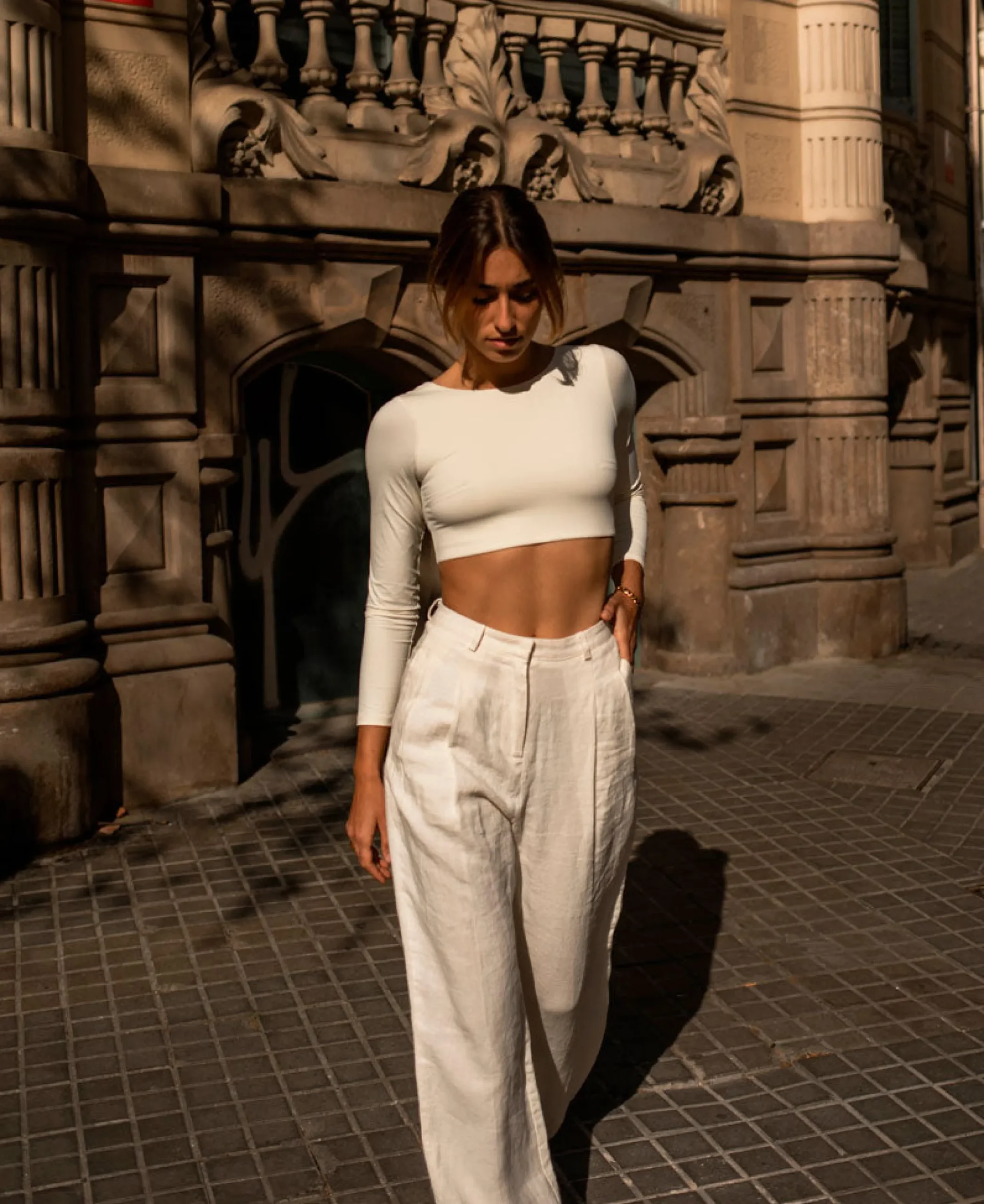 Core Crop Top Long Sleeve Avorio