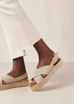 Crossed Linen Beige Espadrilles