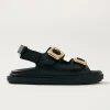 Daria Black Leather Sandals