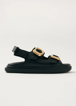 Daria Black Leather Sandals