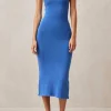 Delicate Blue Tricot Midi Dress