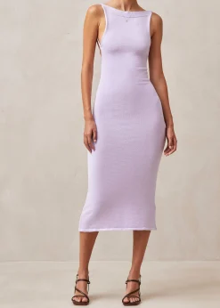 Delicate Lilac Tricot Midi Dress