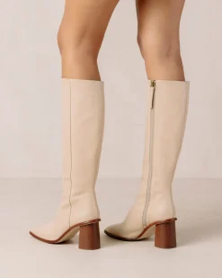 East Cream Leather Boots