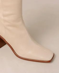 East Cream Leather Boots
