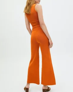 Easy Wide Knit Pants Clementine Orange