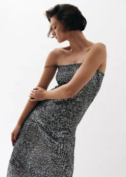 Elmi Shimmer Silver Midi Dress