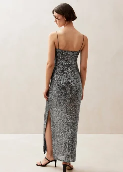 Elmi Shimmer Silver Midi Dress