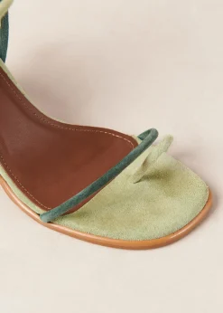 Grace Bicolor Green Leather Sandals