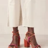 Grace Bicolor Magenta Orange Leather Sandals