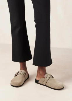 Halia Beige Leather Mules