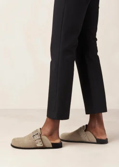 Halia Beige Leather Mules
