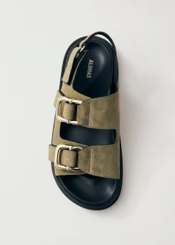 Harper Suede Khaki Leather Sandals