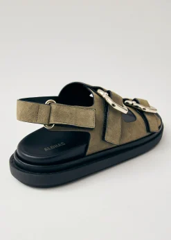 Harper Suede Khaki Leather Sandals
