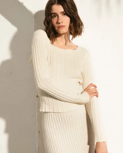 Honest Backless Knit Top Off White