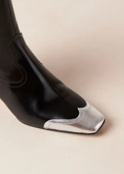 Hudson Shimmer Bicolor Black Silver Leather Ankle Boots