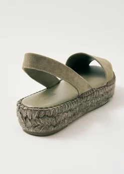 Ibizas Suede Green Leather Espadrilles