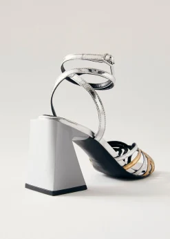 Jessa Shimmer Silver Gold Leather Sandals