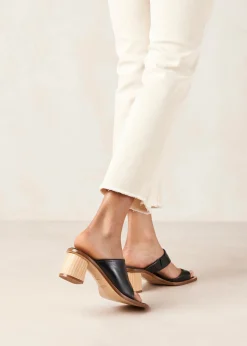 Josie Black Leather Sandals