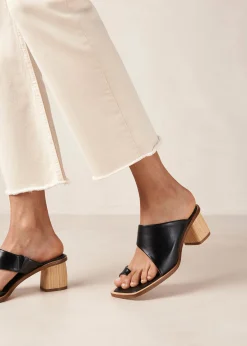 Josie Black Leather Sandals