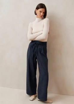 Kathy Herringbone Navy Pants