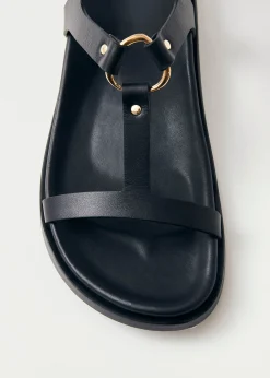Kizzi Black Leather Sandals