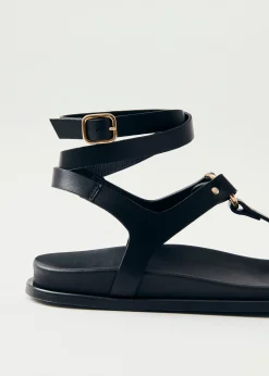 Kizzi Black Leather Sandals