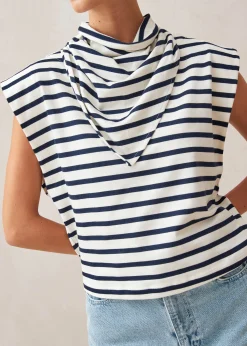 Laurent Stripes Navy And Cream Tshirt