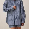 Lenaire Blue And White Stripe Shirt