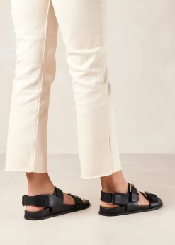 Leone Black Leather Sandals