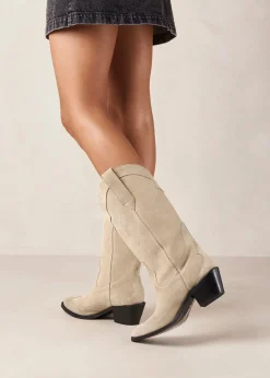 Liberty Suede Beige Leather Boots