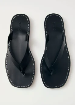 Liora Black Leather Sandals
