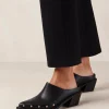 Lorenzo Black Leather Mules