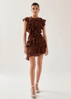 Lorette Brown Mini Dress