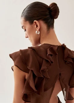Lorette Brown Mini Dress