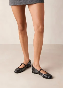 Lucien Black Leather Ballet Flats