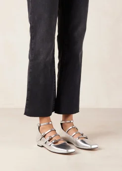 Luke Shimmer Silver Leather Ballet Flats